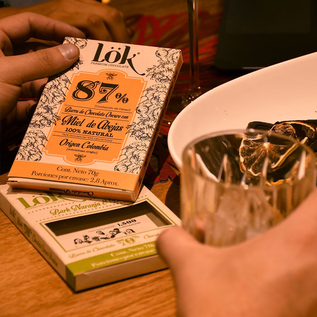 BARRA DE CHOCOLATE LOK 87% MIEL DE ABEJAS - 70 G