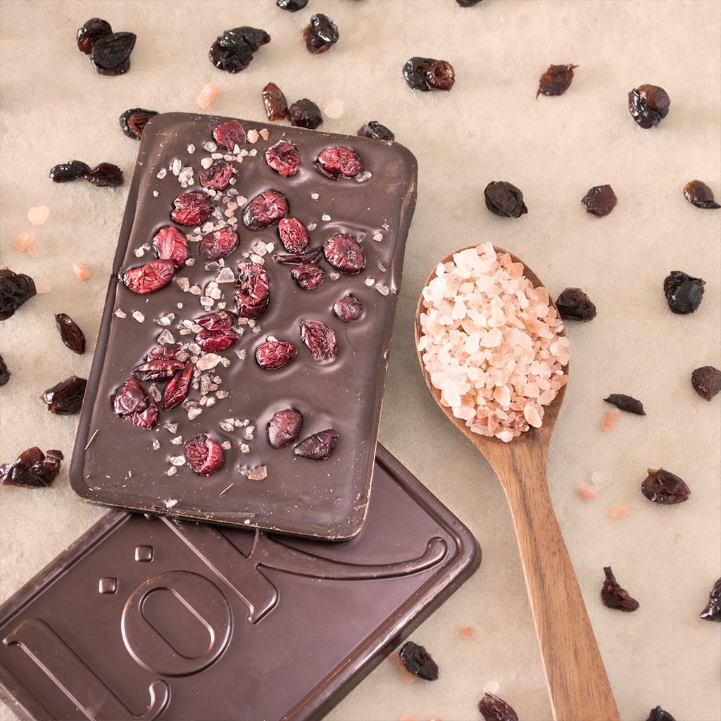 BARK DE CHOCOLATE LOK 70% ARANDANOS & SAL ROSADA - 60 G