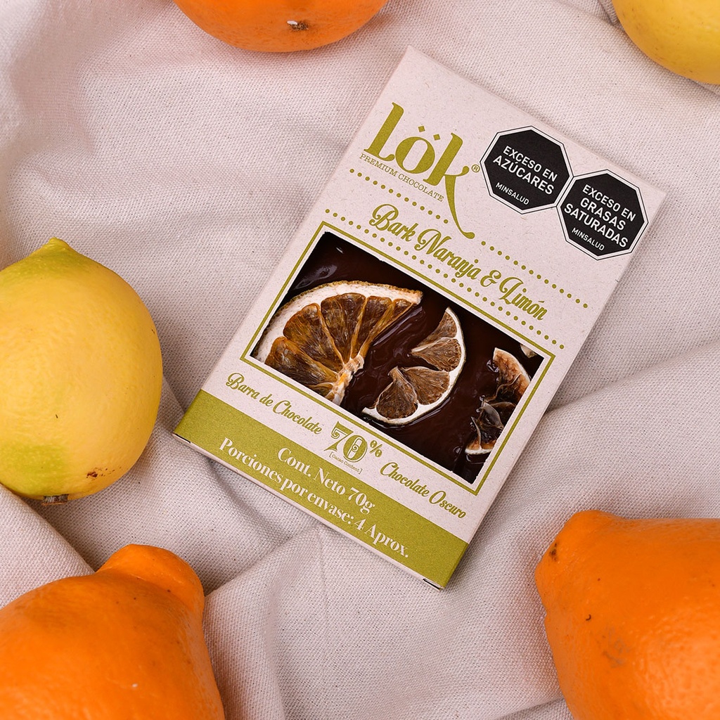 BARK DE CHOCOLATE LOK 70% NARANJA & LIMON - 70 G