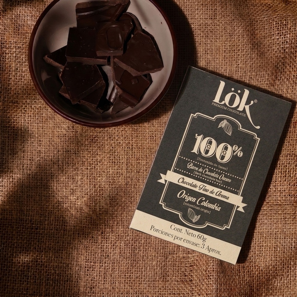 BARRA DE CHOCOLATE LOK 100% - 60 G