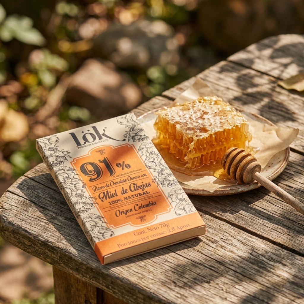 BARRA DE CHOCOLATE LOK 91% MIEL DE ABEJAS - 70 G