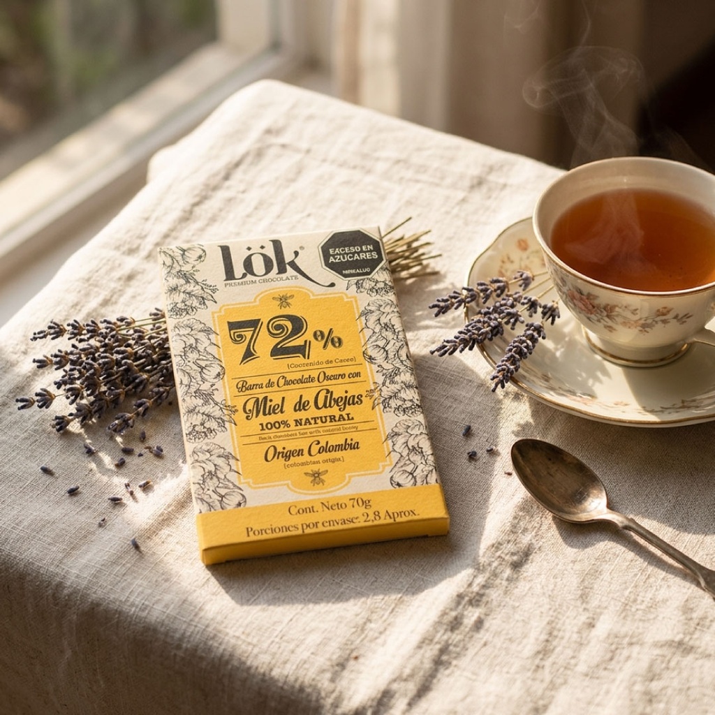 BARRA DE CHOCOLATE LOK 72% MIEL DE ABEJAS - 70 G