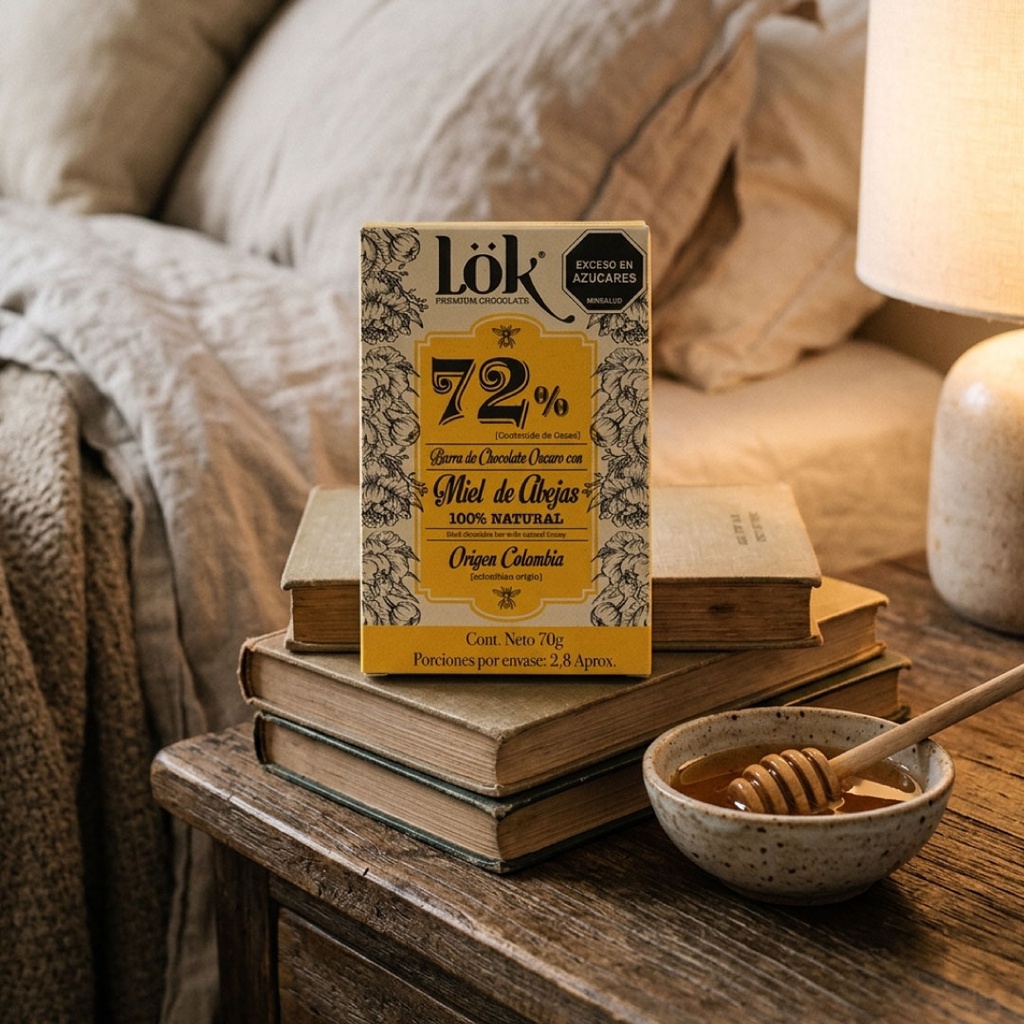 BARRA DE CHOCOLATE LOK 72% MIEL DE ABEJAS - 70 G