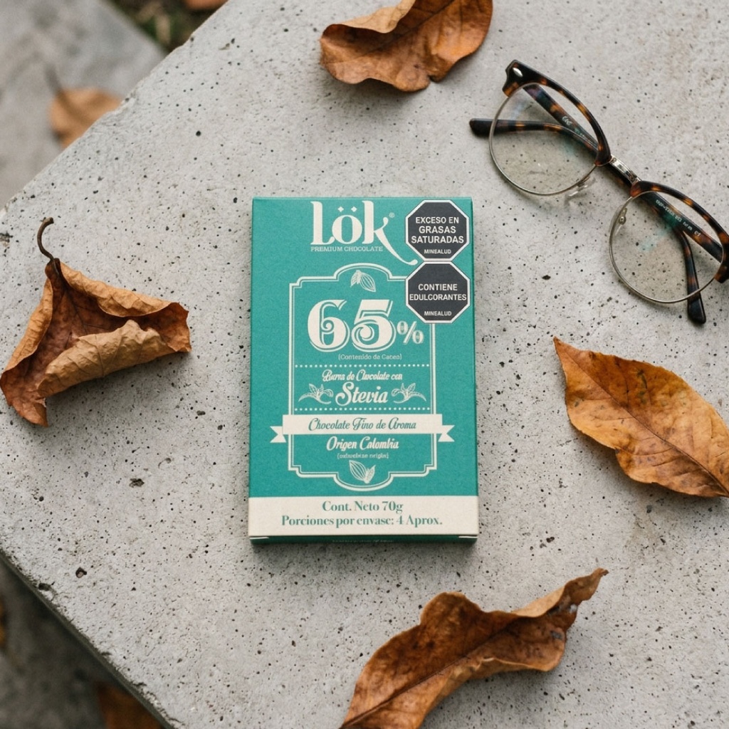 BARRA DE CHOCOLATE LOK 65% STEVIA - 70 G