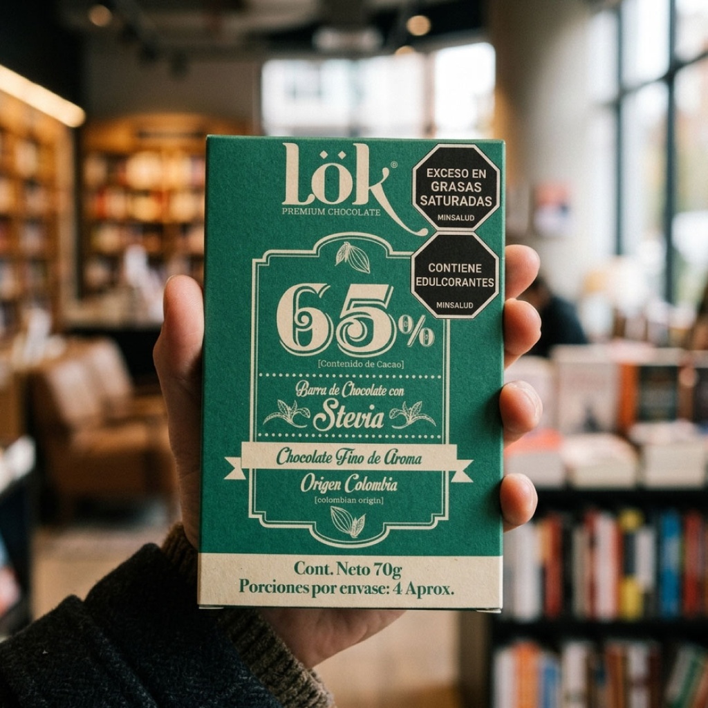 BARRA DE CHOCOLATE LOK 65% STEVIA - 70 G