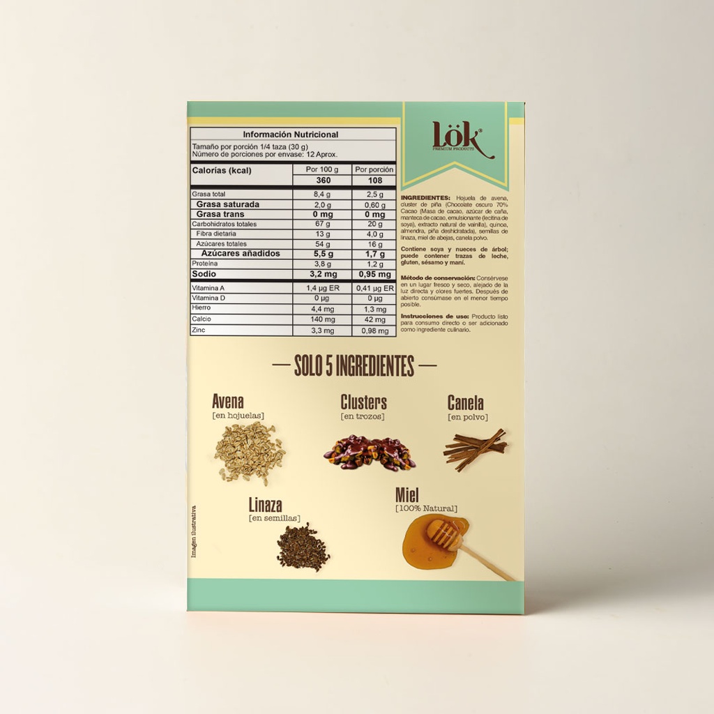 GRANOLA LOK CLUSTERS DE CHOCOLATE - 350 G