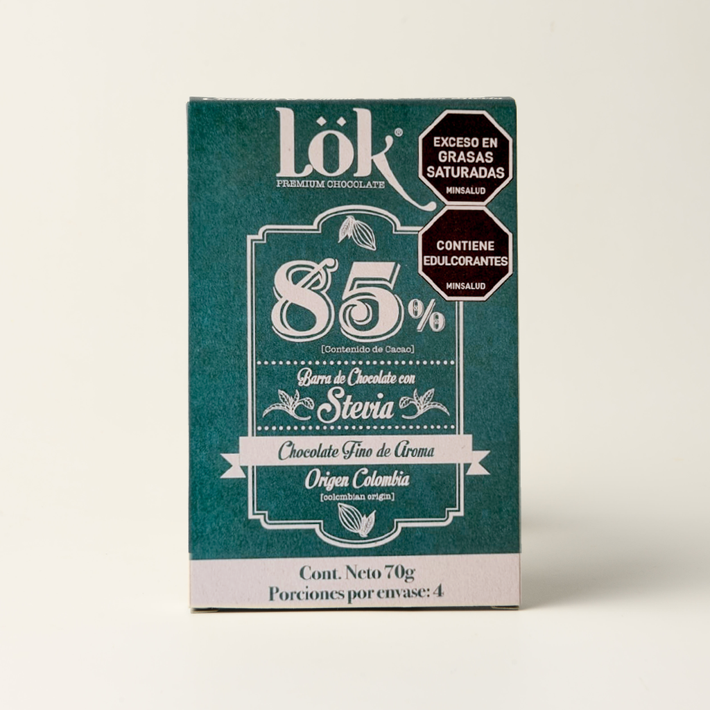 BARRA DE CHOCOLATE LOK 85% STEVIA - 70 G