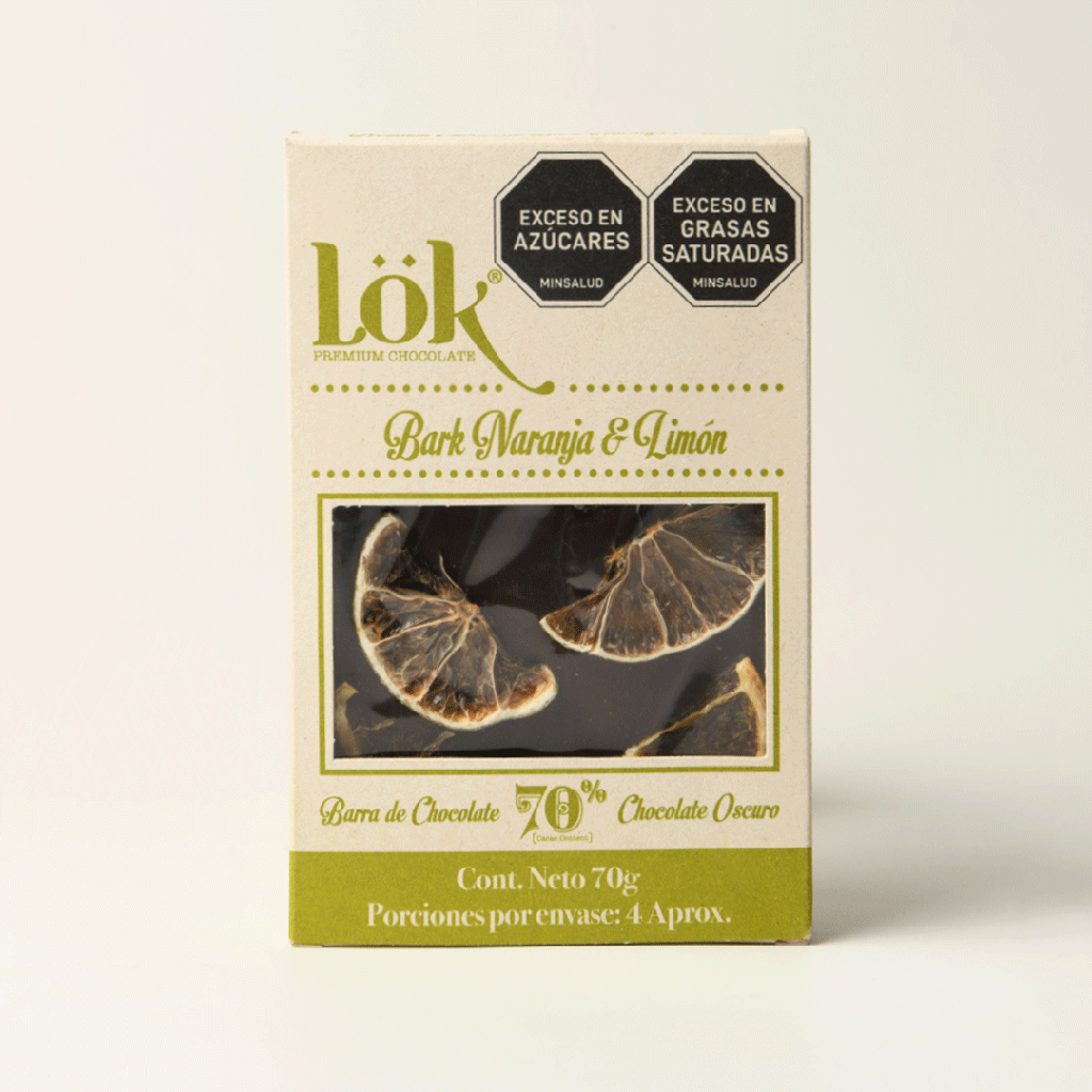 BARK DE CHOCOLATE LOK 70% NARANJA & LIMON - 70 G