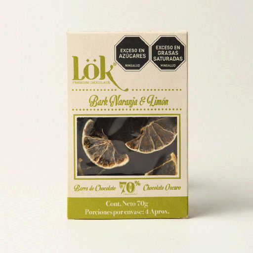 BARK DE CHOCOLATE LOK 70% NARANJA & LIMON - 70 G