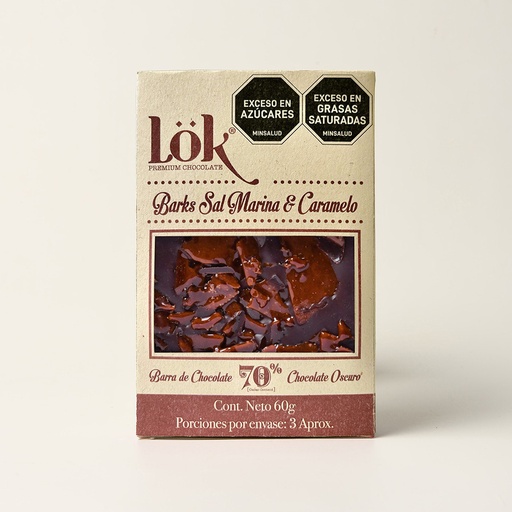 BARK DE CHOCOLATE LOK 70% SAL MARINA & CARAMELO - 60 G