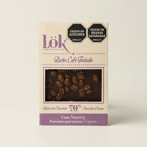 Bark de chocolate 70% cacao con granos de café - 60 g