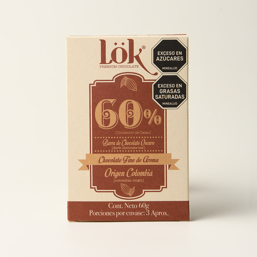 BARRA DE CHOCOLATE LOK 60% - 60 G